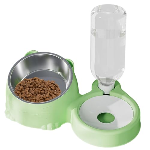 Katzenfutter- und Wassernapf-Set mit Wasserspender, geneigter Katzenfutter-Wassernapf-Set, Futterfütterung, geneigtes Geschirr, auslaufsicheres Design, rutschfeste Unterseite, 25,5 x 16 x 14,5 cm, für von Gcerfby