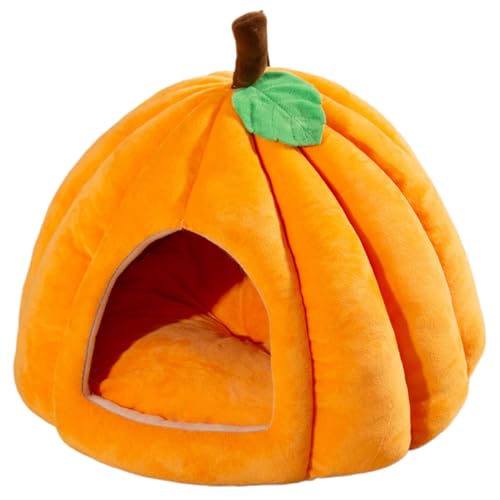 Gcroet 1pc Cat Cave Katzenbett Kürbis-Form Halloween Katzenhöhlenbett geschlossene thermische Katzenhaus weich Bequeme Dampproof-Katzenbetten für Innenkatzen, s von Gcroet