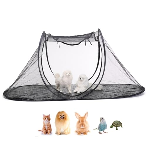Haustierzelt im Freien Haustiergehäuse Zelt faltbares Gartenkatze Zelt Mesh Hunde Camping Zelt für die Gartenterrasse im Sommer 120 x 63 x 50 cm. von Gcroet
