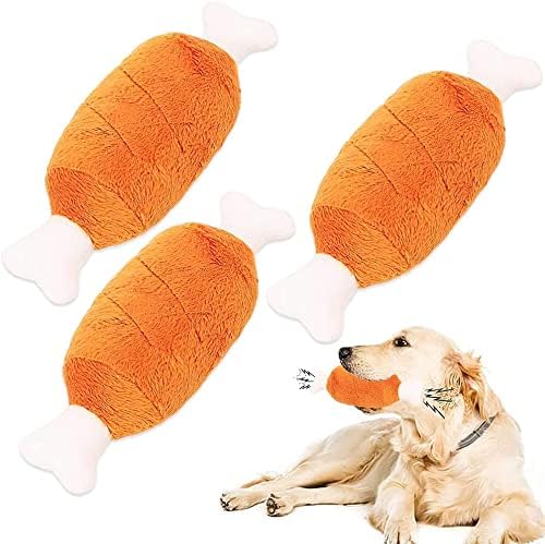 GeDiz 3 Stück Plüschknochen Hund Quietschspielzeug Kreative Welpen Beißen, kleine und mittlere Hunde für kleine, mittelgroße und große Haustiere von GeDiz