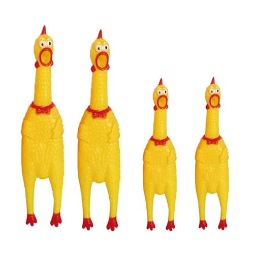 GeDiz 4 Stück quietsche Huhn Gummi Schreiend Hühner Spielzeug Gelb Gummi Quietschen Hühner Spielzeug Neuheit und Dauerhaft Gummi Huhn,Dauerhaft Gummi Huhn,Gummi Huhn quietsch von GeDiz
