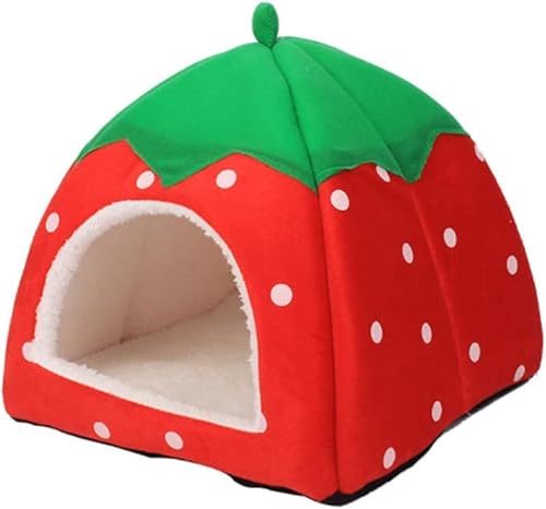 GeDiz Kleintier-Winterhaus, multifunktionales Warmes Bett, Erdbeer-Design,für Hamster Meerschweinchen Chinchilla Ratten Schlafsack mit Abnehmbarer Matte von GeDiz