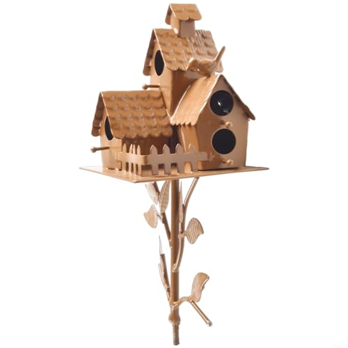 Exquisites Vogelhaus aus Metall, Vogelhaus, Garten, Outdoor-Vogelhaus-Dekoration, Holzvogel, Gästehaus, Wildvogelhütte, schrullige Gartendekorationen (C) von GeRRiT