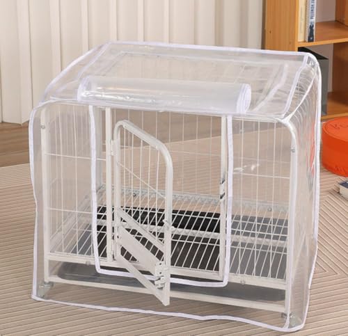 GeRRiT Abdeckung für Hundekäfige, wasserdicht, transparent, mit schmutzabweisendem PVC-Material, Käfigabdeckung für Outdoor-Camping, hält warm (54 x 34 x 48 cm, Weiß) von GeRRiT