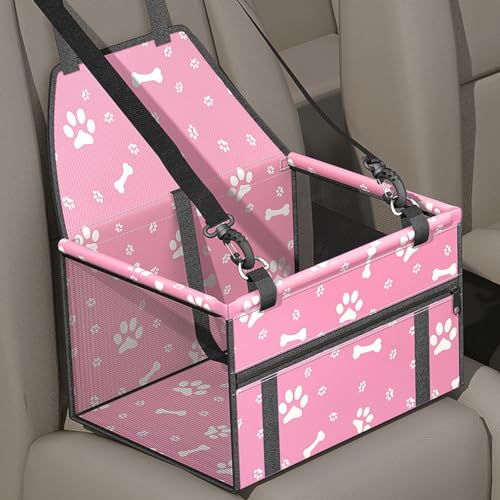 Haustier-Auto-Sitzerhöhung, faltbarer Reisekorb für Hunde unter 7,5 kg, wasserdichtes Oxford-Gewebe, passend für Vorder-/Rücksitze (Rosa) von GeRRiT