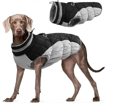 GearPrice Wasserdicht Hundemantel, Kaltes Wetter Winter Warme Jacke für Kleine Mittlere Große Hunde, Kuschelige Hundepullover mit Fleece Gefütterte Reflektierend Welpen Winterweste, (Schwarz, L) von GearPrice