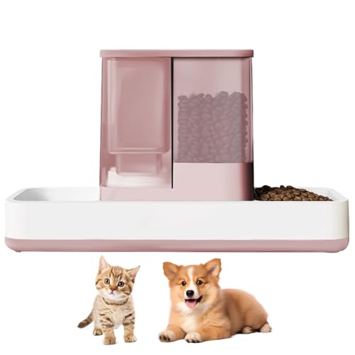 GearRoot Automatischer Katzenfutterspender und Wasserspender, 2 in 1 Schwerkraft-Haustierfutterspender und Wasserspender Abnehmbarer Katzenfutterspender für kleine Hunde und Katzen, Rosa von GearRoot