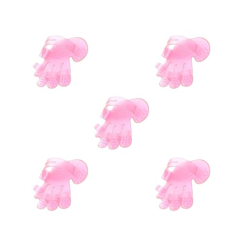 Geardeangloow 5er-Set Haustier-Bad-Massagehandschuhe, Gummi, Dusche, Haarbürste, tragbar, Salon, Badezimmer, Haustierpflege, Haarbürste, Gesundheitspflege, Rosa von Geardeangloow