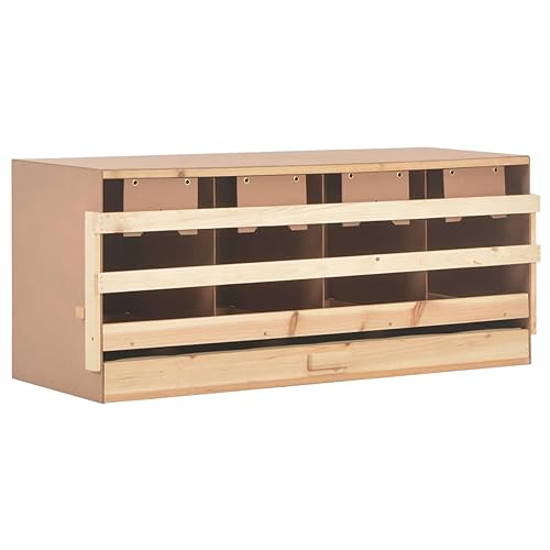 Gecheer 4er Legenest Legenester Hühnernest 106 x 40 x 45 cm (B x T x H) Mit 4 Fächern,Legenester, Abrollnest, Hühnernest,Nest Für mittelgroße Hühner Massives Kiefernholz + MDF,Braun und Naturholz von Gecheer