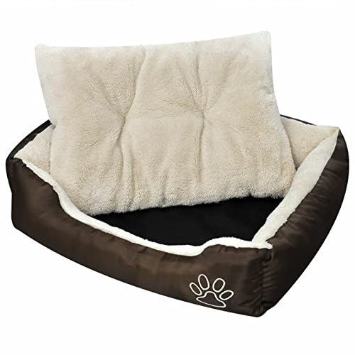 Gecheer Hundebett mit weicher Polsterung Größe L Braun 75 x 58 x 19 cm (L x B x H) von Gecheer