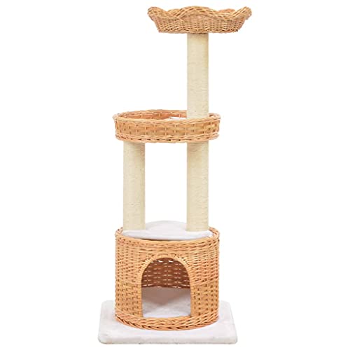 Gecheer Katzen-Kratzbaum Sisal Katzenkratzbaum Katzenturms Kratzbäume Katzenturm mit Korb Kratzb?ume Kletterbaum Katzenm?Bel Katzenspielzeug,Material: Weide + weicher Plüsch + Sisalseil Natur von Gecheer