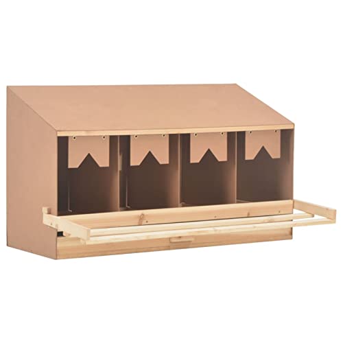 Gecheer Legenest Hühnernest 106 x 40 x 59 cm (B x T x H) Mit 4 Fächern, Legenester, Abrollnest, Hühnernest, Nest Für mittelgroße Hühner Massives Kiefernholz + MDF,Braun und Naturholz von Gecheer