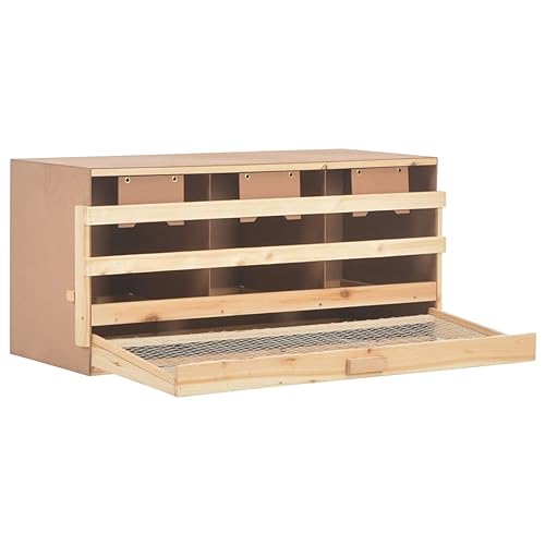 Gecheer Legenest Hühnernest Nistkasten Für große Hühner Mit 3 Hauptfächern Abnehmbare Bodenschicht Legenester, Abrollnest 96 x 40 x 45 cm (B x T x H) Massives Kiefernholz + MDF Braun und Naturholz von Gecheer