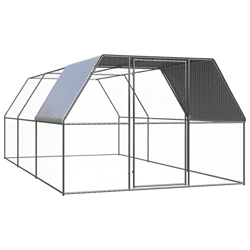 Gecheer Outdoor-Hühnerkäfig Hühnerstall Freilaufgehege Kleintierstall Hühnerhaus Dach Outdoor Geflügelstall, für Hühnerkäfig Kleintiere Vogelkäfig Haustierkäfig,3x6x2 m Verzinkter Stahl von Gecheer