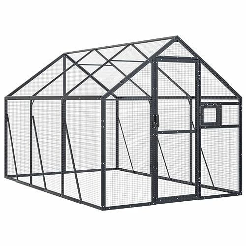 Gecheer Voliere Vogelkäfig Vogelhaus Anthrazit 1,79x3x1,85 m Aluminium von Gecheer