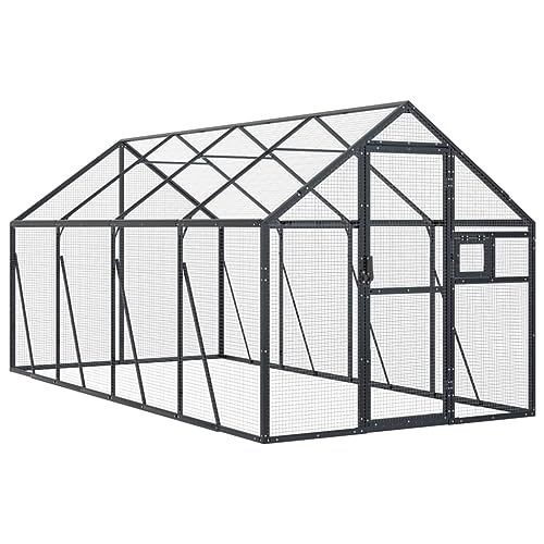 Gecheer Voliere Vogelkäfig Vogelhaus Anthrazit 1,79x4x1,85 m Aluminium von Gecheer