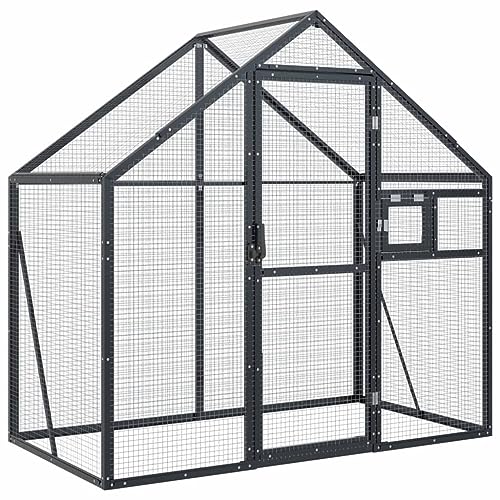 Gecheer Voliere Vogelkäfig Vogelhaus Anthrazit 179x100x185 cm Aluminium von Gecheer