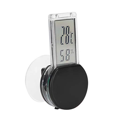 Gedourain Hygrometer, Reptilienbecken-Temperaturanzeige Thermometer Echtzeitüberwachung Kunststoffmaterial für Eidechsen und andere Klettertiere(Black, Transparency) von Gedourain