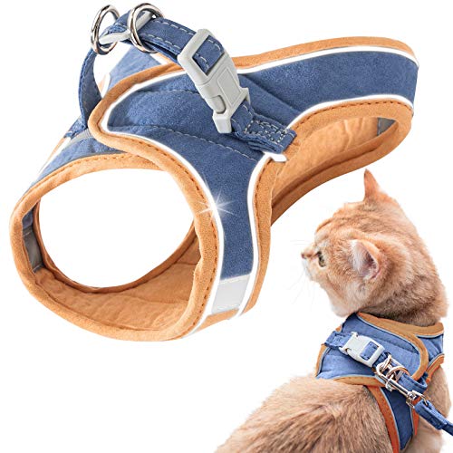 GeeRic Katzengeschirr,Katzengeschirr Ausbruchsicher,Katzen Weste mit Leine, Verstellbare Geschirr für kleine Katze, Escape Proof Cat Harness Set mit reflektierenden Streifen von GeeRic