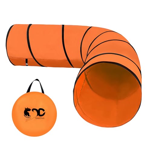 GeerDuo Hund Agility Tunnel, Hund Agility Ausrüstung, Hund Agility Training mit Tragetasche (Orange) von GeerDuo