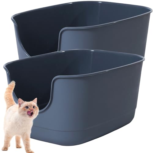 Gefryco Extra große Katzentoilette mit hohen Seiten, 62,5 cm L x 47,7 cm B x 31,2 cm H, Jumbo-Kitty-Katzentoilette für mittelgroße und große Katzen, offene Multi-Katzentoilette, spritzwassergeschützt, von Gefryco