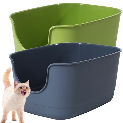 Gefryco Extra große Katzentoilette mit hohen Seiten, 62,5 cm L x 47,7 cm B x 31,2 cm H, Jumbo-Kitty-Katzentoilette für mittelgroße und große Katzen, offene Multi-Katzentoilette, spritzwassergeschützt, von Gefryco