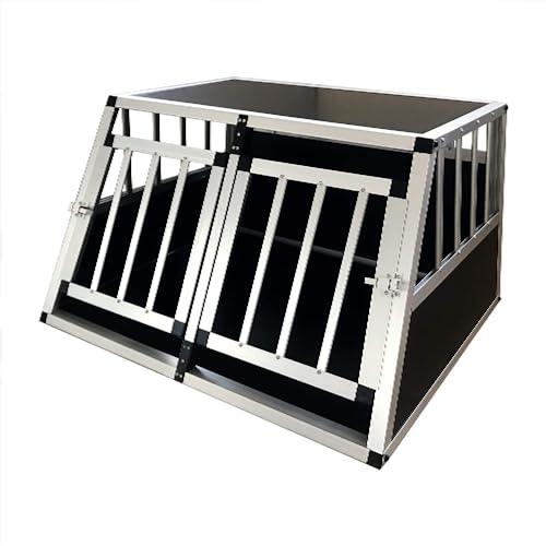 Gegaden Hunde Transportbox Hunde Autotransportbox ALU Hunde Box für den Transport MDF Platten Aluminium Hunde Autobox 1 Türig Hunde Transportbox Gitterbox Welpen Transportbox (95 * 86 * 69cm) von Gegaden