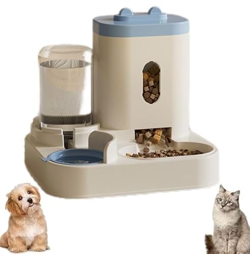 Automatischer Futterspender für Haustiere und Bewässerung, 2-in-1, Katzenfutterspender, Futterspender, Wasserspender für Hunde, Katzen, Haustiere, Reiseversorgung, Wolkenblau von Gehanico