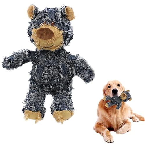 Dog Companion for Heavy Chewers 2023 New Extreme Bear Dog Toy Large Dogs Indestructible Robust Bear Squeaky Dog Toys Unbreakable Stuffed Plush Dog Companion (Blue) von Gehanico