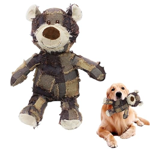 Dog Companion for Heavy Chewers 2023 New Extreme Bear Dog Toy Large Dogs Indestructible Robust Bear Squeaky Dog Toys Unbreakable Stuffed Plush Dog Companion (Lila) von Gehanico