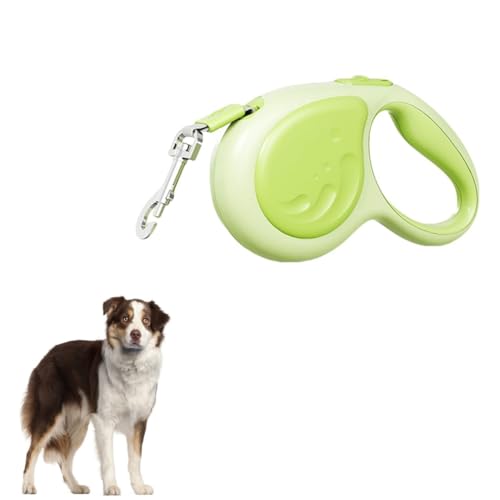 Einziehbare Hundeleine, kein Verheddern, ausziehbar, mit starkem Nylonband, strapazierfähig, reflektierend, starkes Nylonband, Leine mit rutschfestem Griff für Hunde, Grün von Gehanico