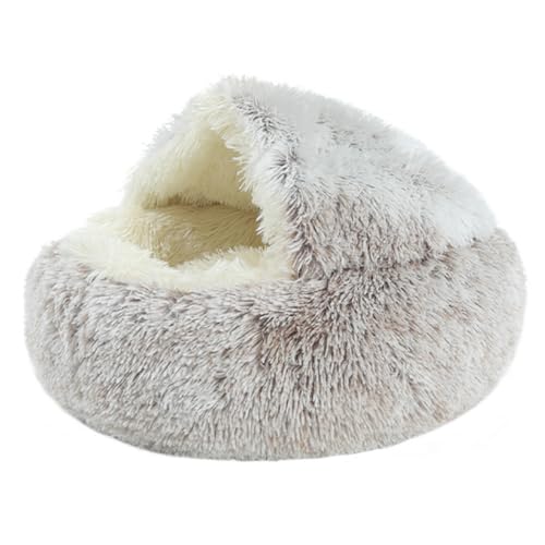 Flauschiges Katzenbett Katzenhöhle Katzen Höhlenmatte Katzenbett Kleine Hund gemütliche Bett für Plüschhunde mit abnehmbarem Bett für Katze und Kleine Hund (60X60 cm,Grau) von Gehanico