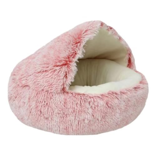 Flauschiges Katzenbett Katzenhöhle Katzen Höhlenmatte Katzenbett Kleine Hund gemütliche Bett für Plüschhunde mit abnehmbarem Bett für Katze und Kleine Hund (60X60 cm,Pink) von Gehanico