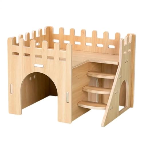 Gehanico Hamsterhaus, Holzhaus für Haustiere, Kleintierversteck Zwerghamster Zubehör Haus Nagerhaus Meerschweinchen Holz Hamsterhaus Spielzeug Natürliches Wohnhaus (1C) von Gehanico