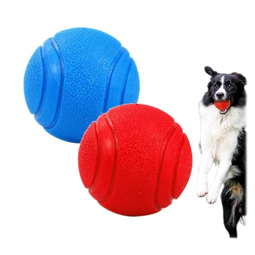 Gehanico Hunde Gummiball Starke solide Gummibälle mit hoher Beanspruchung praktisch Robustes Hundespielzeug Starke Naturkautschukbälle für Hunde Schwimmt auf Wasser (Blau+Rot) von Gehanico