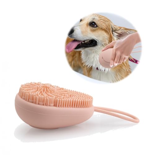 Gehanico Hundeduschbürste Katzenwaschbürste | Hundebürste mit Shampoo-Spender | Haustier-Bademassage-Silikonbürste für die Dusche | für Katzen Hunde Massage Selbstreinigung (1STK) von Gehanico