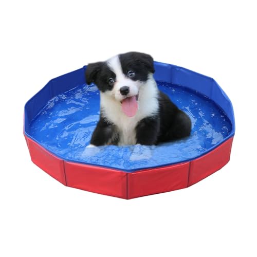 Gehanico Hundepool Planschbecken Badewanne | Wasserbecken Faltbarer Hunde Planschbecken Stabile Hundebadewanne rutschfeste Swimmingpool für Katzen Große & Kleine Hunde (50 * 8,Rot) von Gehanico