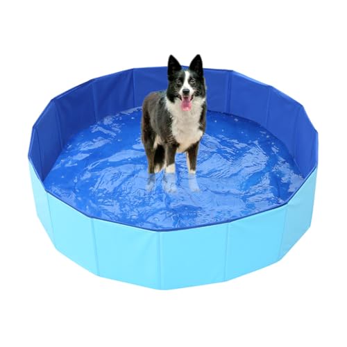 Gehanico Hundepool Planschbecken Badewanne | Wasserbecken Faltbarer Hunde Planschbecken Stabile Hundebadewanne rutschfeste Swimmingpool für Katzen Große & Kleine Hunde (60 * 20,Blau) von Gehanico