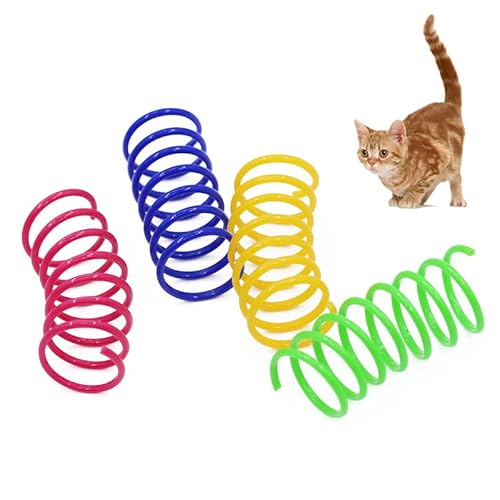 Gehanico Interaktives Spirale Katzenspielzeug Buntes Kreatives Spielzeug Langlebiges Weiches Katzen Aktivierung Spielzeug zum Schlagen Beißen und Jagen (4 STK) von Gehanico