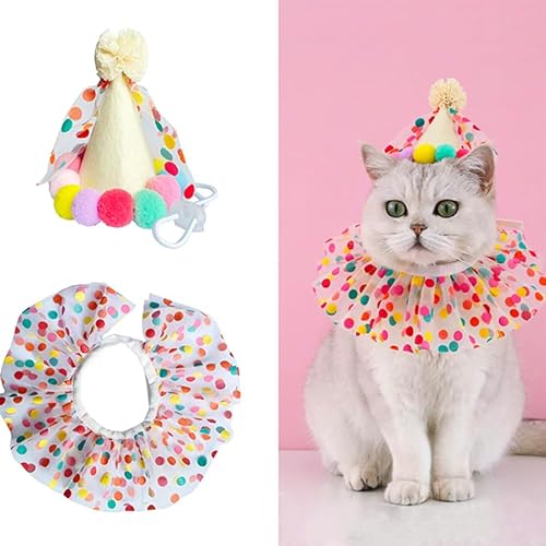 Gehanico Katze Geburtstag Bandana Katze Hund Hut Schals Flagge Ballon mit süßem Hund Geburtstag Party Hundegeburtstagskrawatte Hundegeburtstagsparty (PINK) von Gehanico