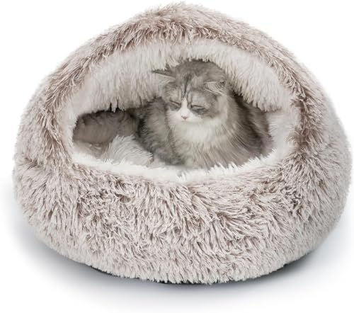 Gehanico Katzenbett Indoor-Katzen große Höhle Hundebett Donut-Kuschelnest warmes weiches Plüsch-Hunde-Katzenkissen mit gemütlichem Schwamm rutschfester Unterseite Katzennest Pod winddichtes Bett von Gehanico