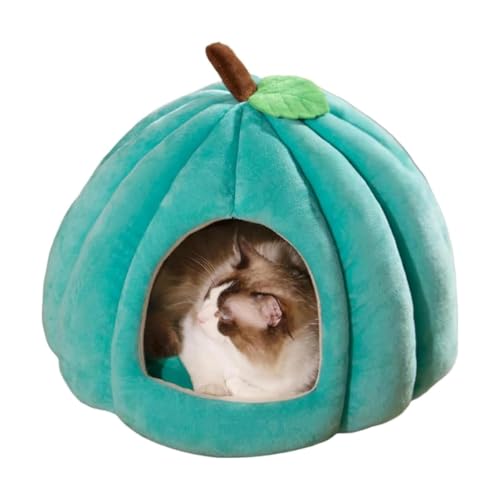 Gehanico Katzenbett Katzennest Haustierzelt Kürbis Halloween Cat Cave Bett geschlossene thermische Katzenhaus weich Bequeme Dampproof-Katzenbetten für Innenkatzen (Blau) von Gehanico