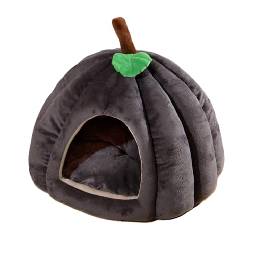 Gehanico Katzenbett Katzennest Haustierzelt Kürbis Halloween Cat Cave Bett geschlossene thermische Katzenhaus weich Bequeme Dampproof-Katzenbetten für Innenkatzen (Dunkelgrau) von Gehanico