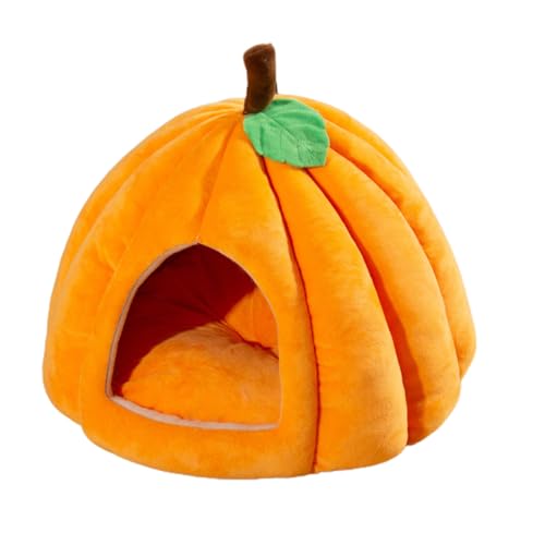 Gehanico Katzenbett Katzennest Haustierzelt Kürbis Halloween Cat Cave Bett geschlossene thermische Katzenhaus weich Bequeme Dampproof-Katzenbetten für Innenkatzen (Orange) von Gehanico