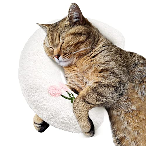 Gehanico Kissen für Katzenkopf zum Auflegen der Katze, Schlafplüsch, U-förmiges Kissen für Indoor-Katzen, Bettmatte, Katzen-Umarmungskissen, gebogen, weiches Welpen, beruhigendes Kissen für von Gehanico