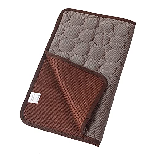 Gehanico Kühlmatte EIS Seide Cool Matte für Hund Katzen Kühldecke mit Kissen Hundekühlmatte Selbstkühlend Hundebett Katzenbett Katzen Hundedecke Eisseide Hundekorb (M,Braun) von Gehanico