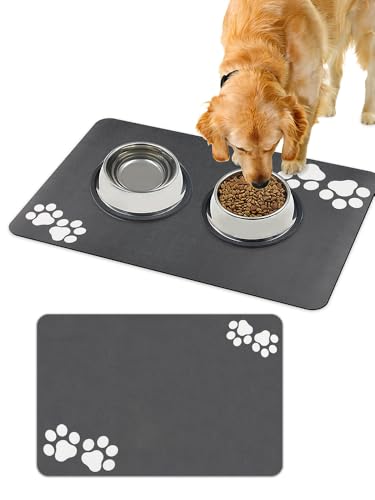 Gehanico Napfunterlage Hund Katzen Futternapf Unterlage rutschfeste Hundenapf Unterlage Katzennapf Fressnapf | Saugfähige Schnelltrocknend Katzenmatte Futter Matte Katzenfutter (30 * 50cm) von Gehanico