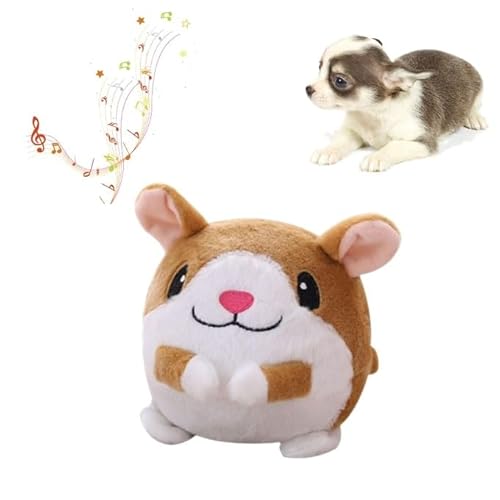 Gehanico Springball für Haustiere USB wiederaufladbar Cartoon Schwein Puppenball Elektrische Interaktion Singen Quietschspielzeug Hüpfendes Schwein für Hunde, Automatisch (Hamster) von Gehanico