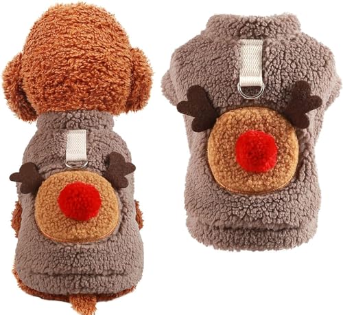 Gehanico Weihnachten Hund Kleidung für kleine Hunde Santa Hund Kostüm Haustier Weihnachtslamm Fleece Kleidung Puppy Costume Hundepullover aus Fleece (XS,Orange) von Gehanico