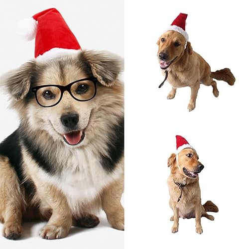 Gehanico Weihnachtskostüm Hunde und Katzen Weihnachtsmütze Weihnachtsverkleidung für Haustiere Katzen Welpen Kleine Hunde Katzen Weihnachtsmütze Katzen Moderator (L Hund) von Gehanico